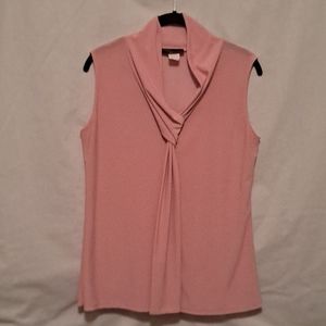 Pale pink sleeveless blouse with neck tie